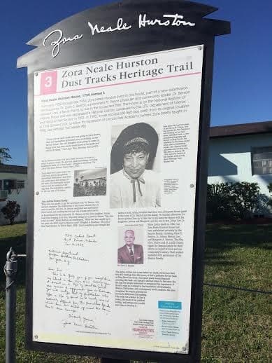 Zora Neale Hurston Dust Tracks Heritage Trail Sign
