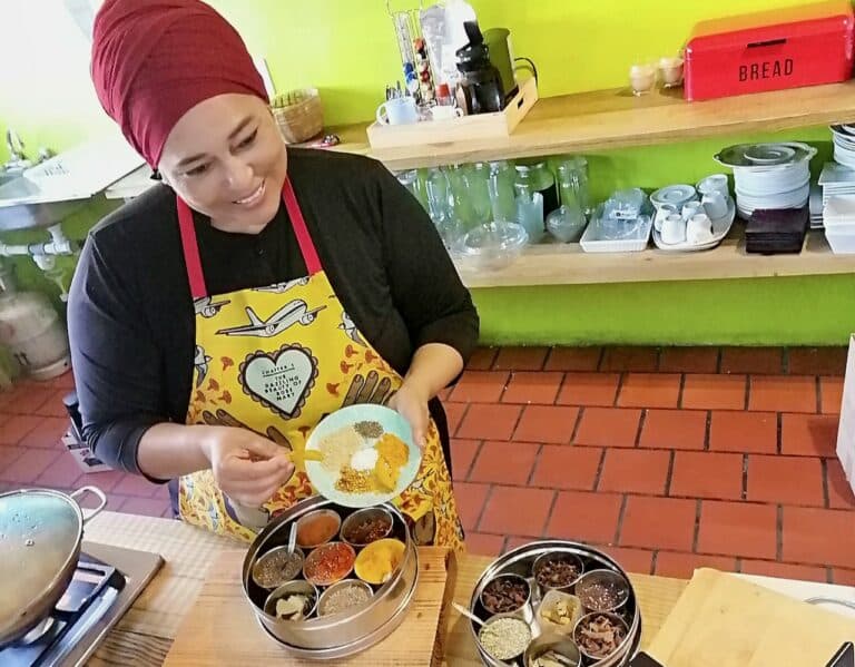 Fayruza Abrahams during her Zoom cooking class