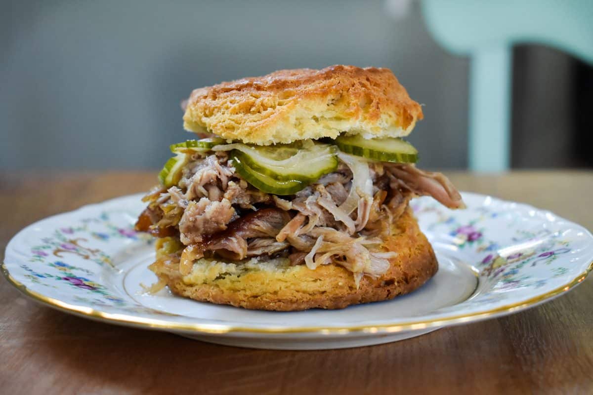 Pennyroyal Station Slow Roasted Pork Biscuit with Pickles