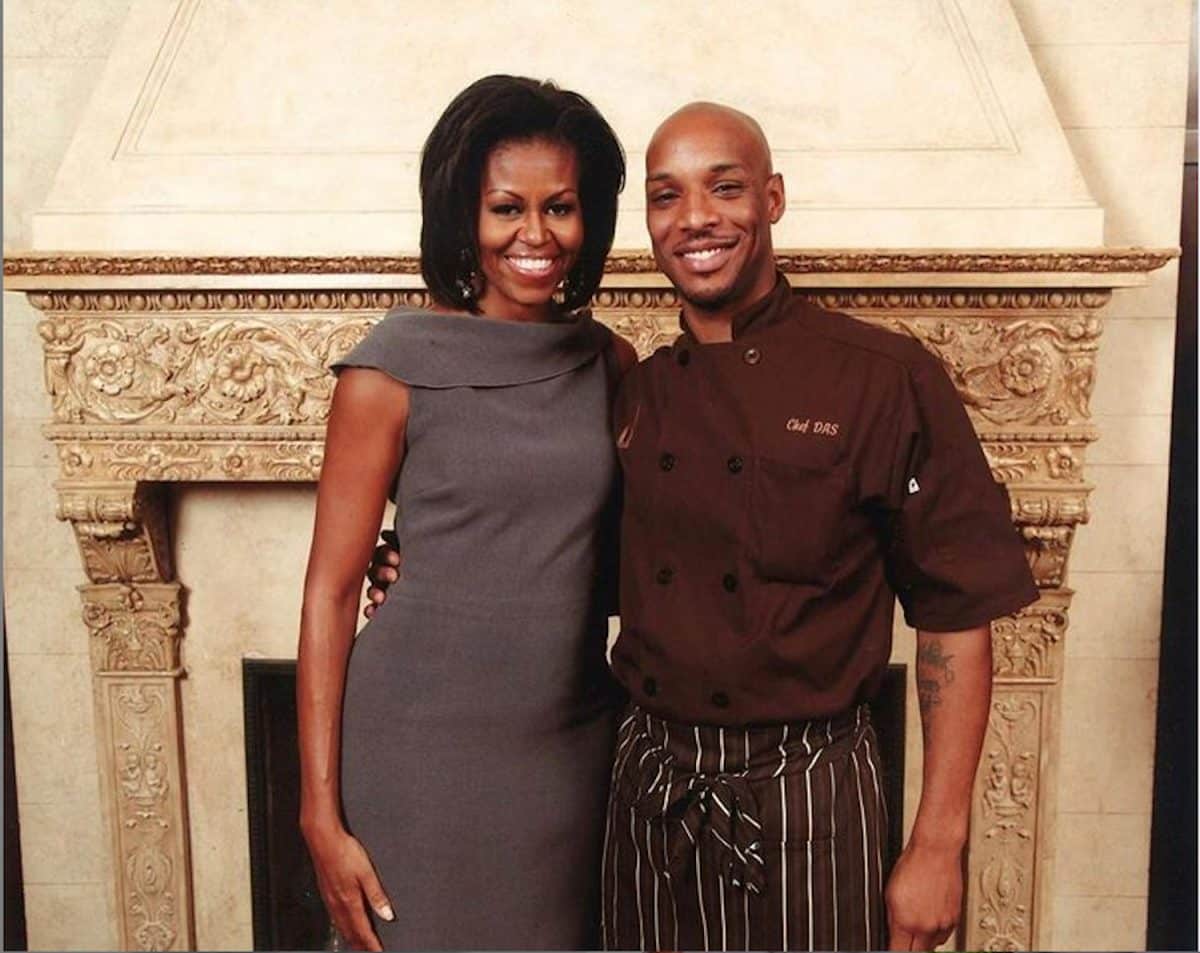 Chef Darrell Smith and former First Lady Michelle Obama