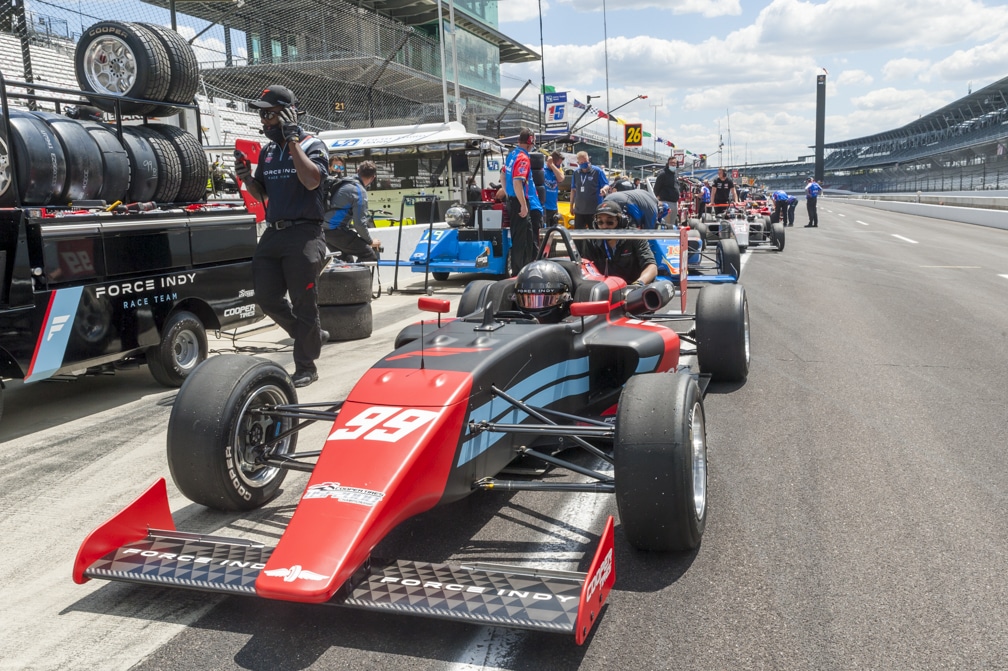 Pictured: Miles Rowe in car for Force Indy race team