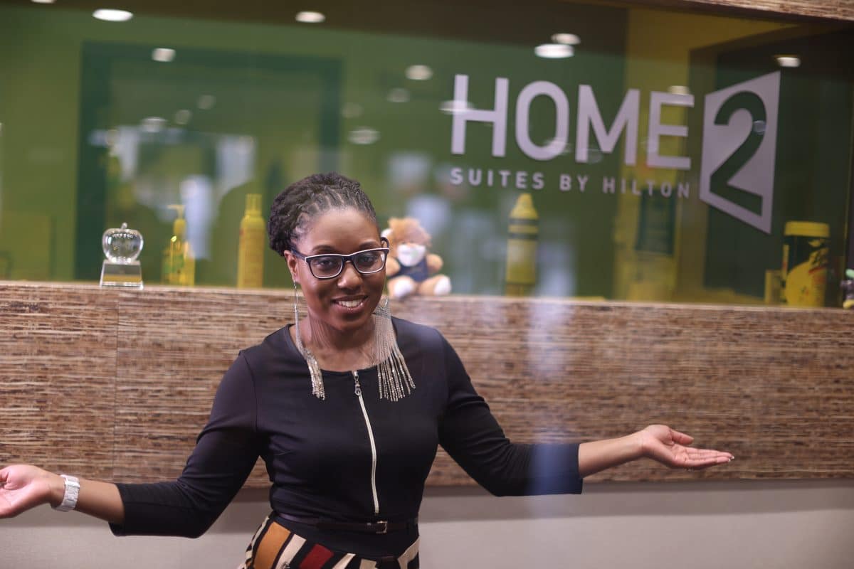 Black woman investor Acquania Escarne, co-owner for Home2 Suites by Hilton in El Reno, Oklahona