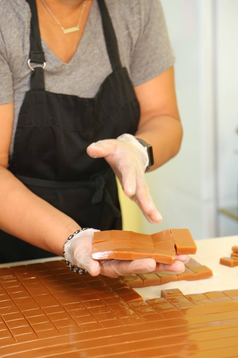 Pam Griffin of Chocolate Therapy with caramel