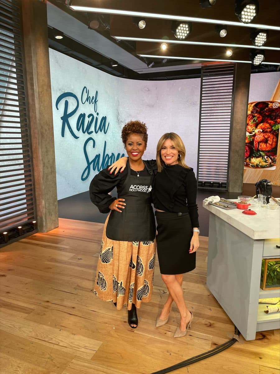 Razia Sabour on the set of Access Hollywood 