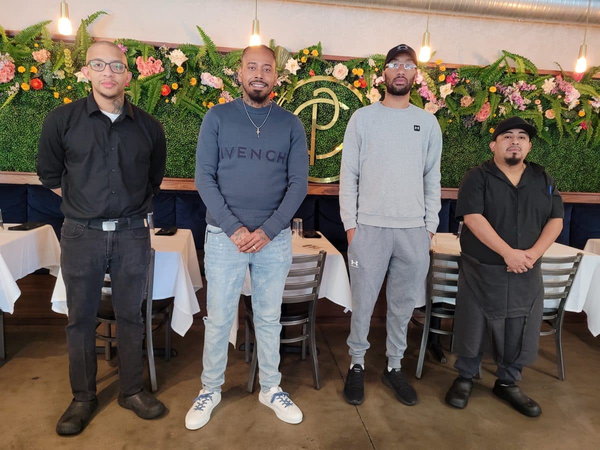 Papi Cuisine - (L-R) Bartender Marco Diggs, Owner Alex Perez, Co-owner Berry Clark, Head Chef Rogelio Peralta