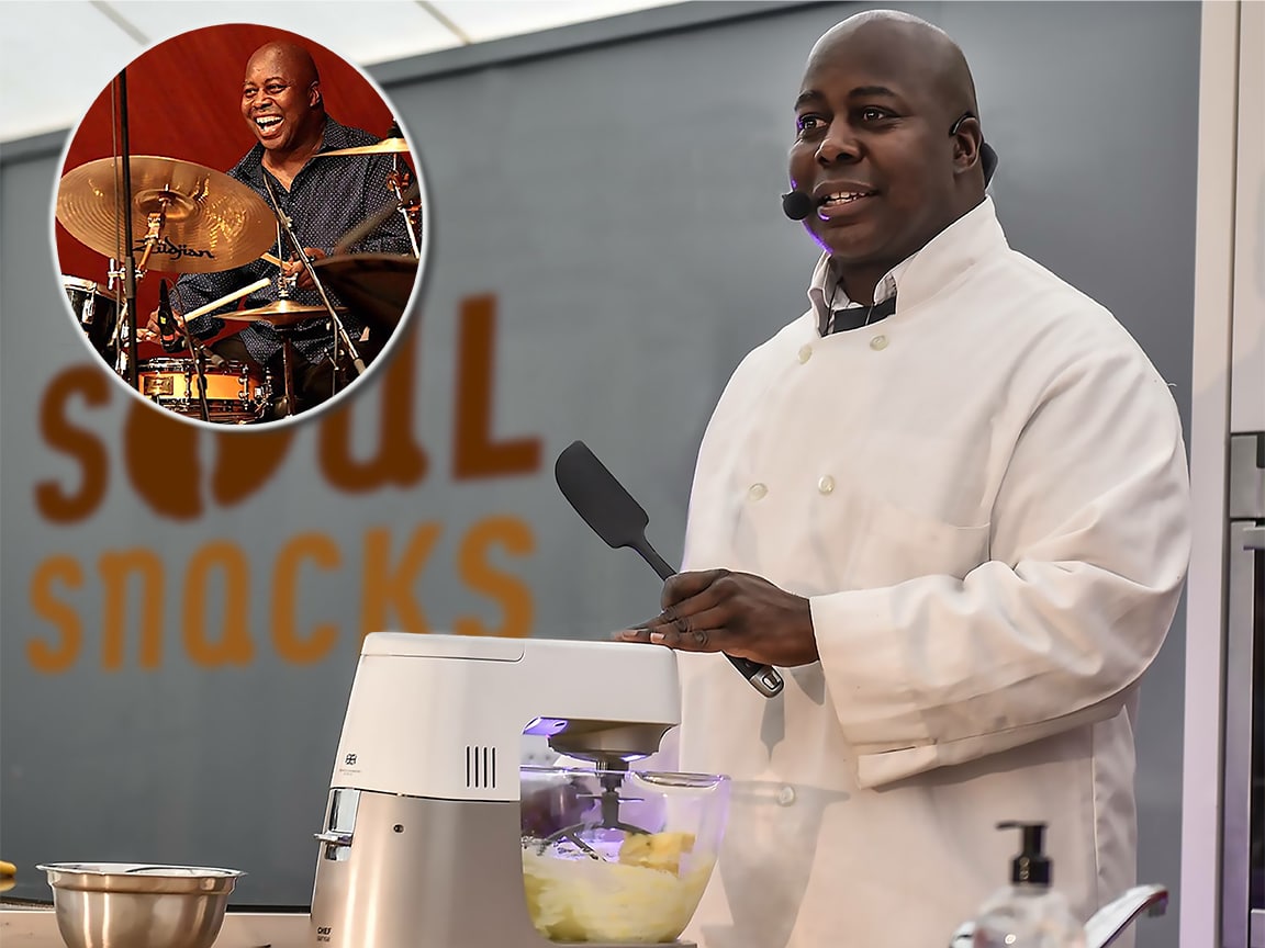 Ralph Rolle, drummer and founder of Soul Snacks Cookie Company doing a class in Ireland