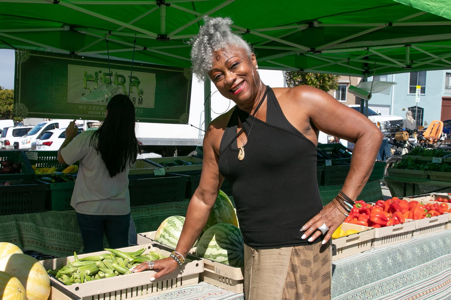 Phyllis Bowie - Okra at Farmers Market