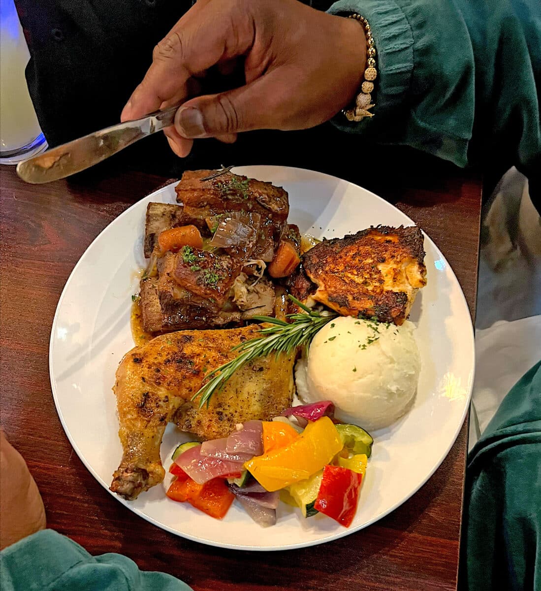 A plate of food served using Bobby Brown Foods products during the Bobby Brown VIP Experience