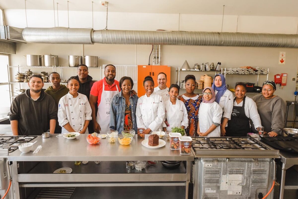 Zambian food stylist Clara Kapelembe Bwali at a hotel with The Wood kitchen and students from capsicum culinary school in Cape Town, South Africa 