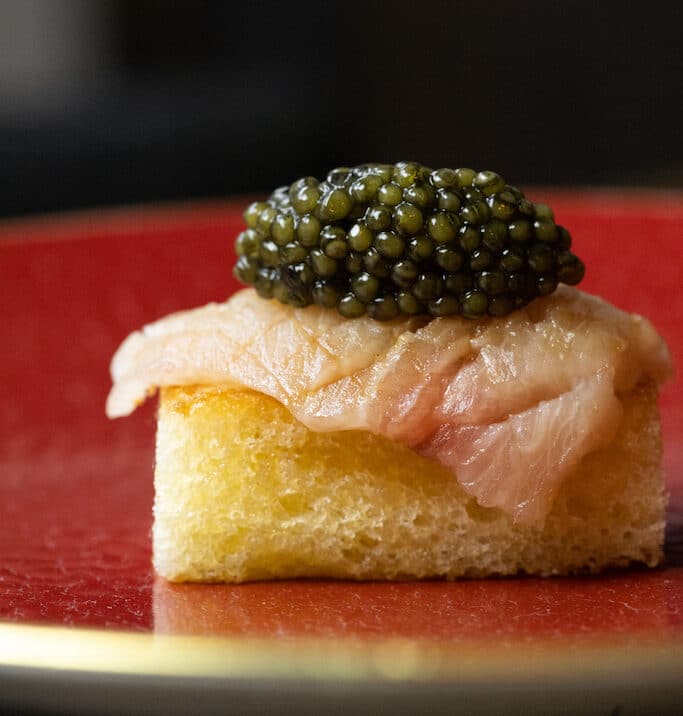 Cuisine Noir Chef Charlie Mitchells Shima Aji With Caviar 2 E1680528874865