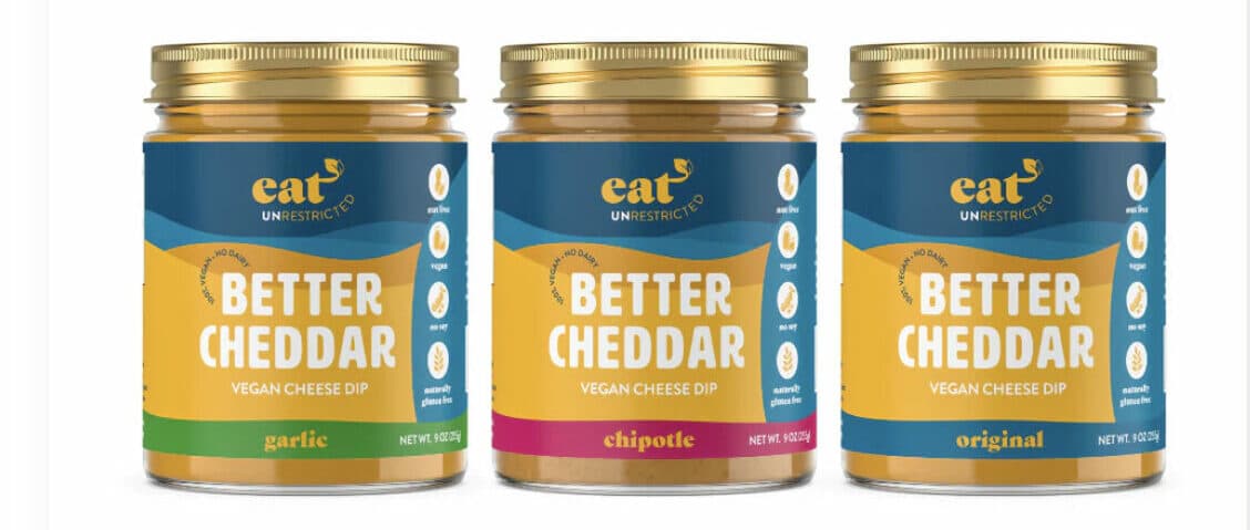 Jars of Eat Unrestricted vegan cheese sauce