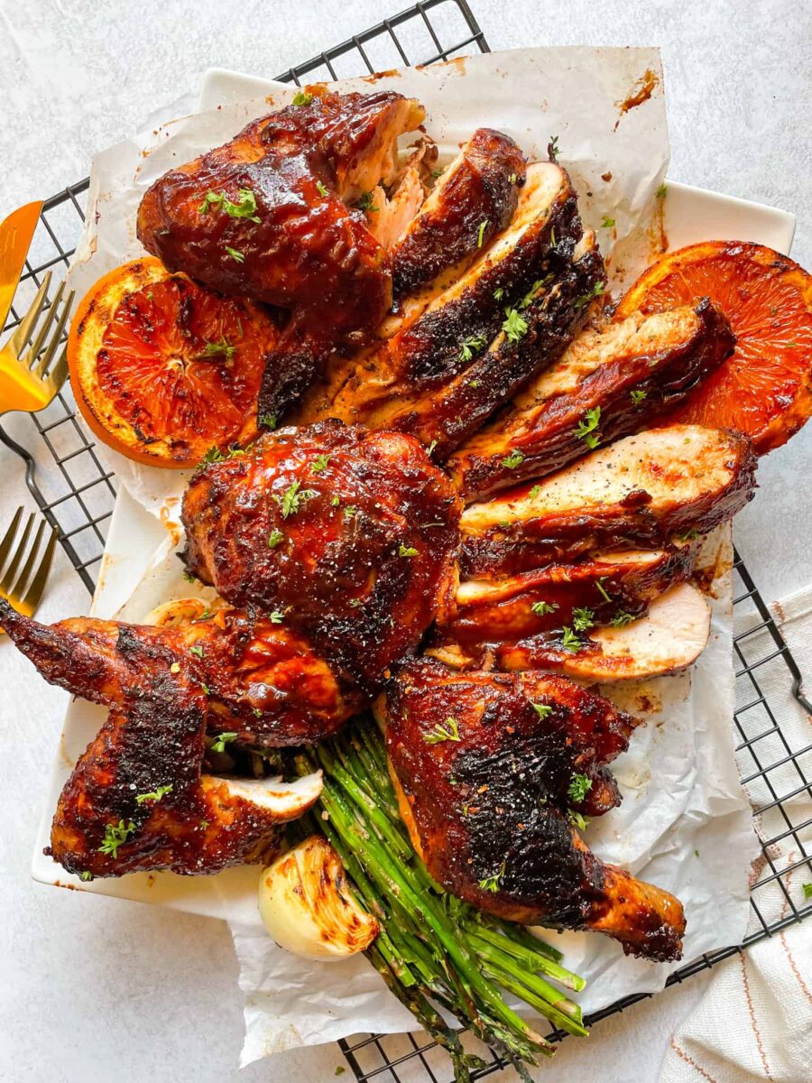 Juneteenth Cookout Menu 2023 - Spatchcock BBQ Chicken by Good Food Baddie
