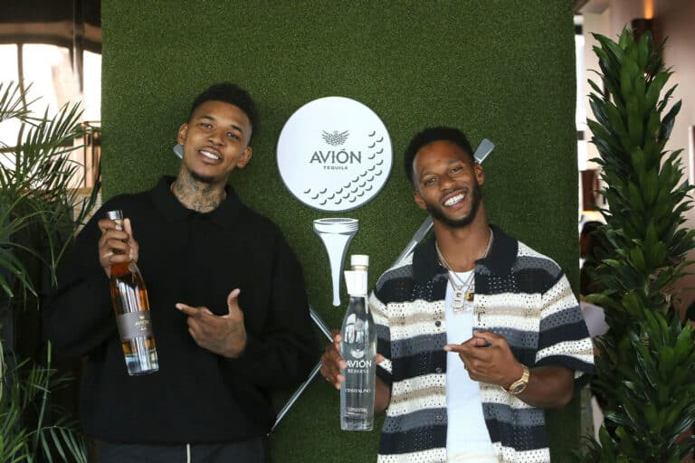 Nick Young and Victor Cruz for Tequila Avión Caddy Kits