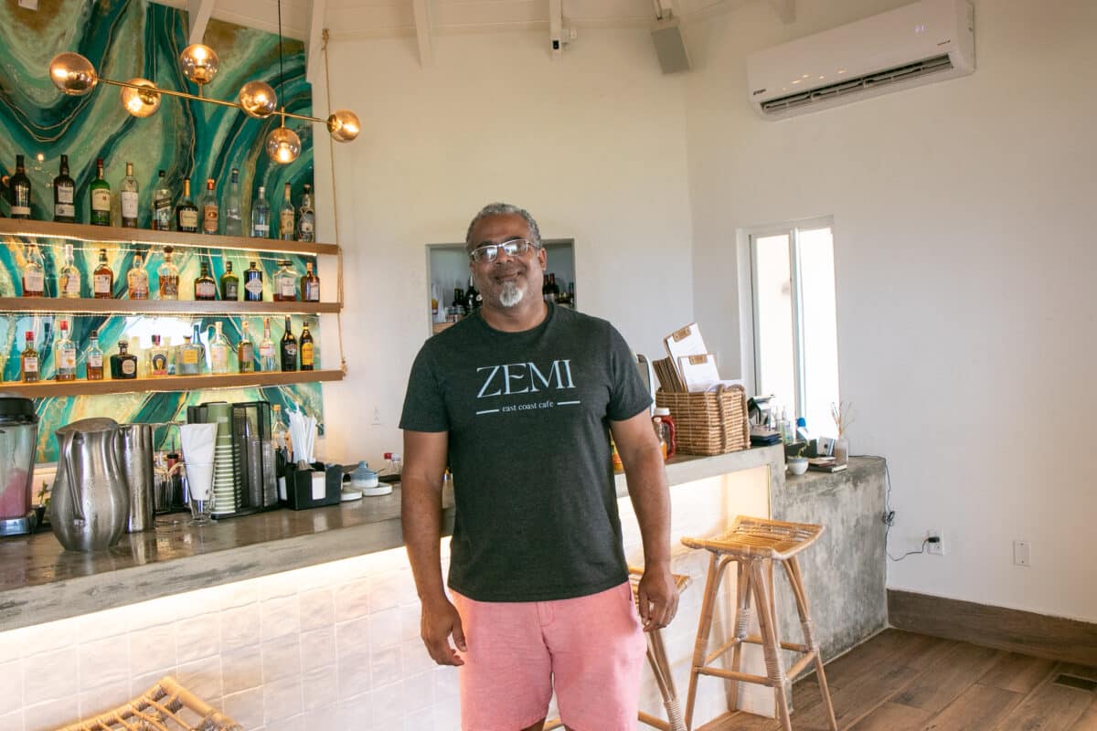 Zemi Cafe co-owner Kenny Hewitt at the bar