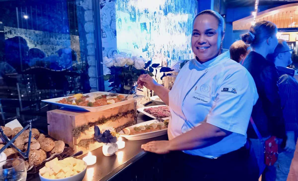 South Africa chef Jade Klaasen at Finland's cocktail reception for Jomba! dance festival
