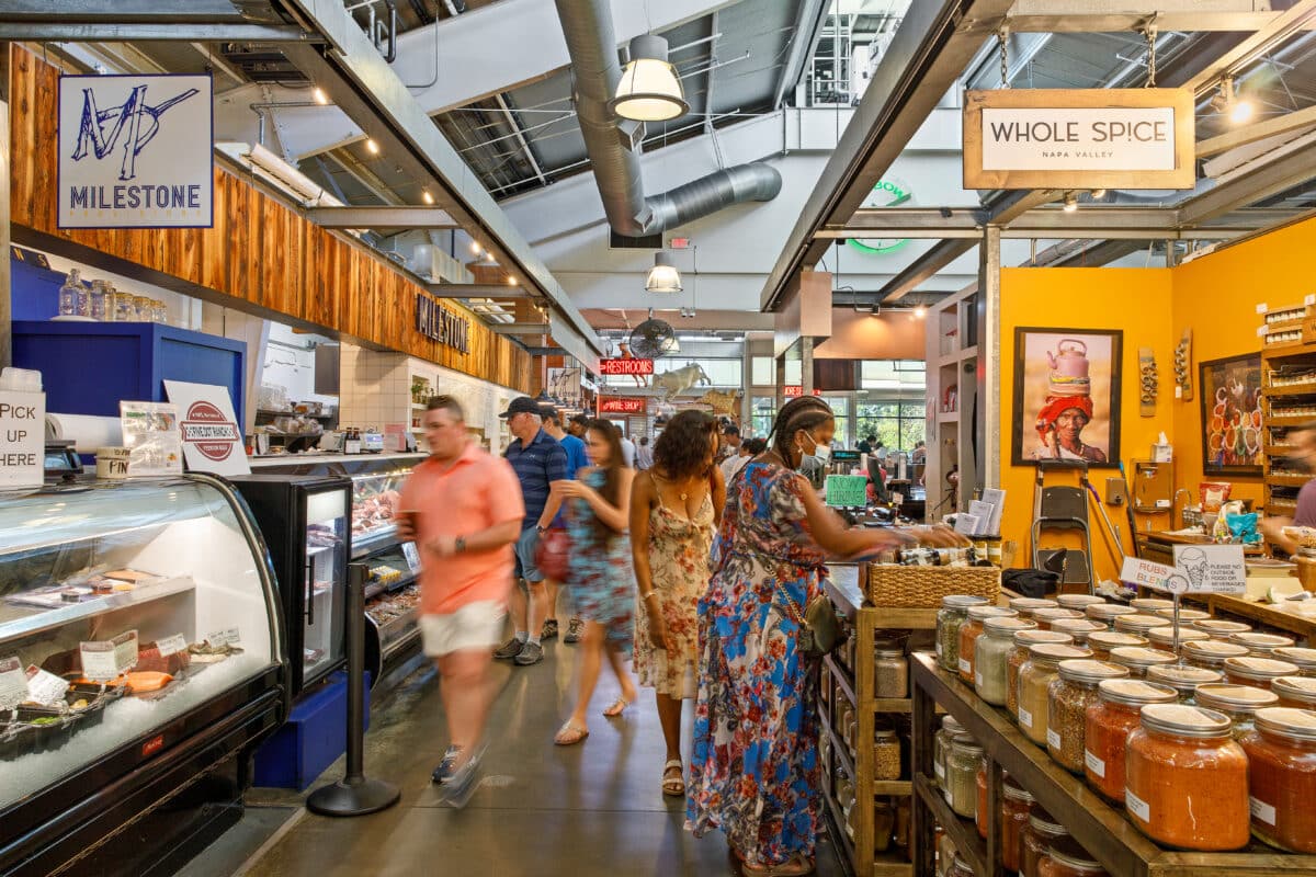 People shopping at Whole Spice at Oxbow Public Market