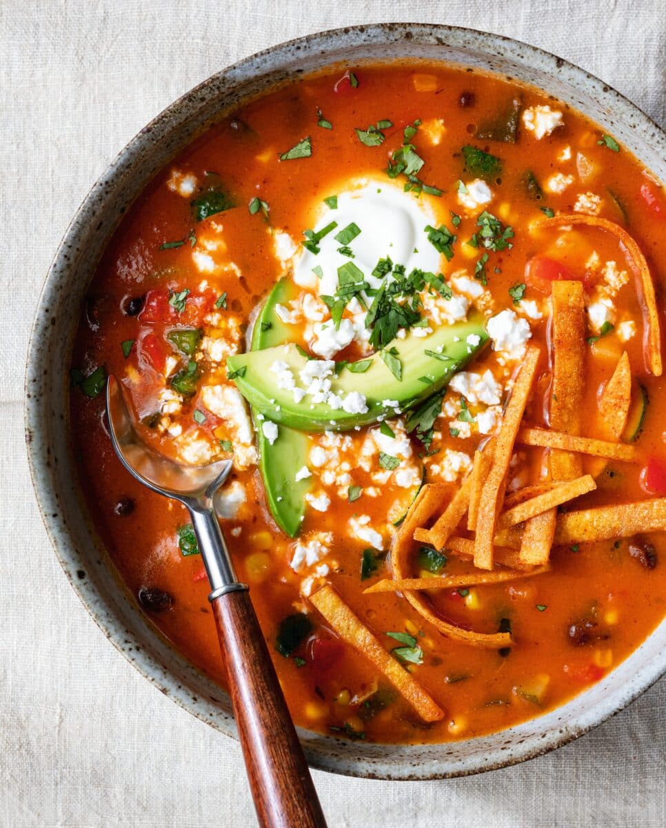 Vegetable Black Bean Tortilla soup from Michelle Braxton of Supper with Michelle