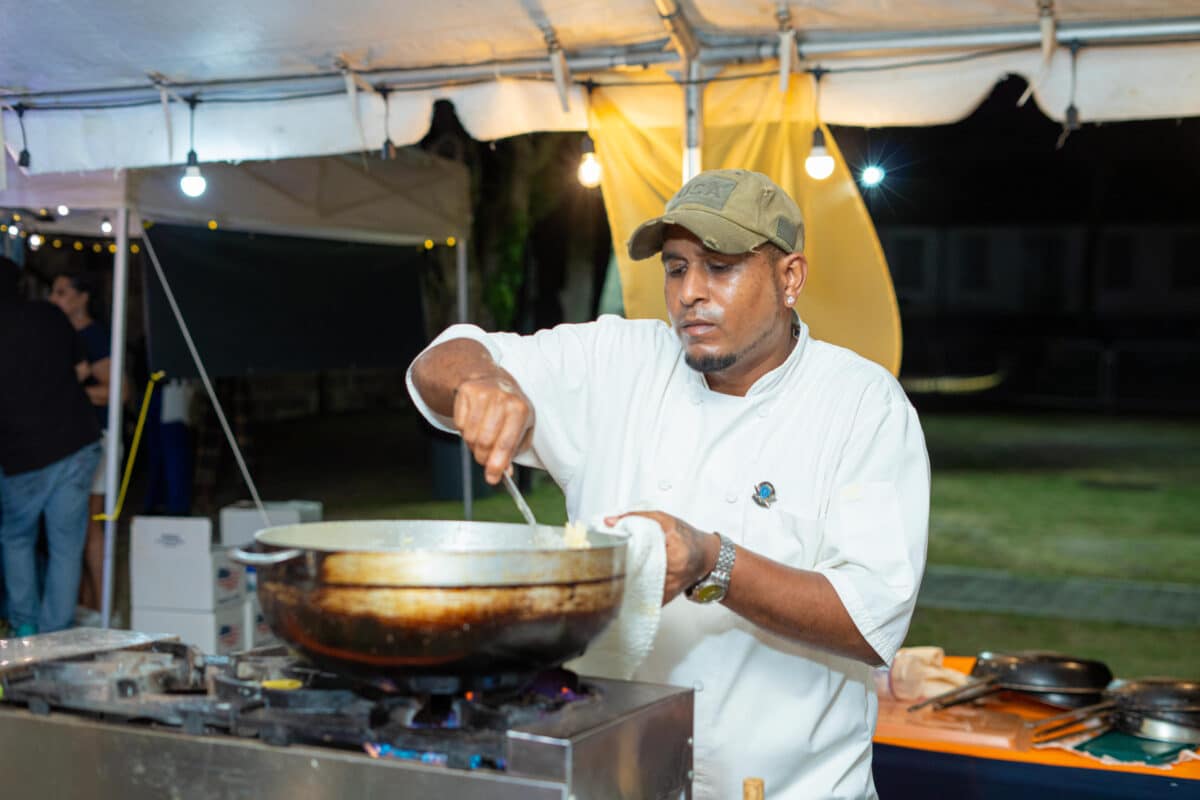 Chef cooking at 2023 Antigua and Barbuda Restaurant Week